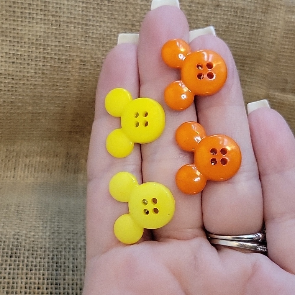 MICKEY MOUSE BUTTON EARRINGS, Choice of Color
